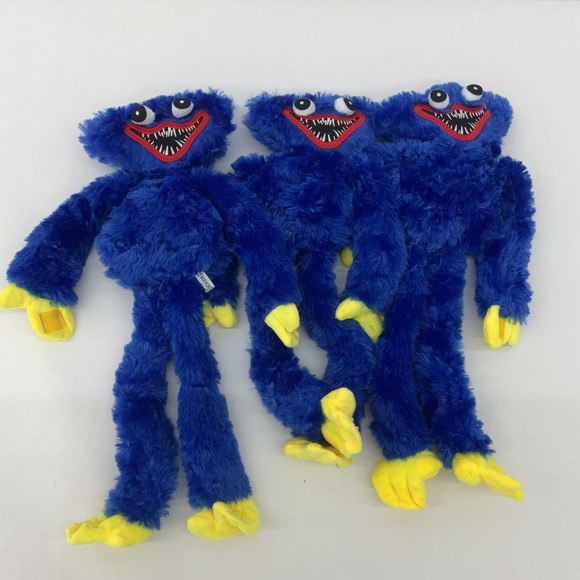 CUTE LOT 3 Poppy Playtime Horror Scary Monster Huggy Wuggy Blue Plush Dolls - Picture 1 of 3